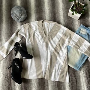 Taupe and White Sweater